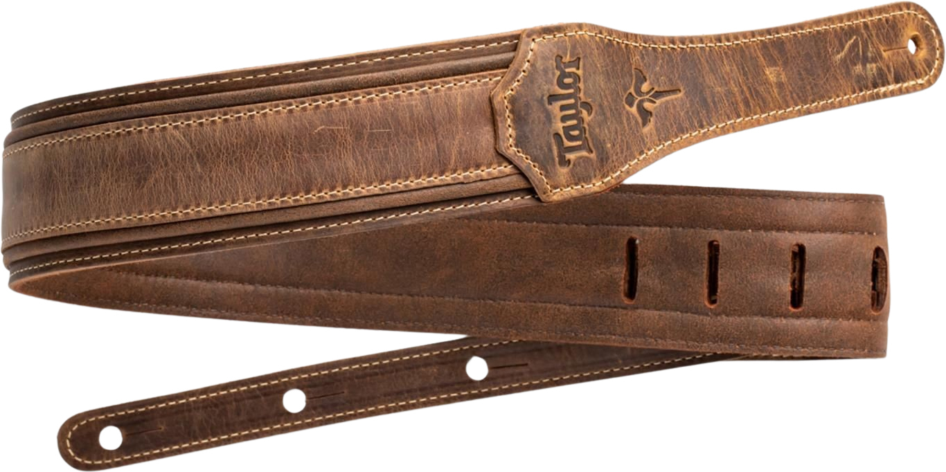 Taylor Wings Distressed Leather Guitar Strap 2.5-inc Dark Brown 4109-25 Cuir - Gitaarriem - Main picture