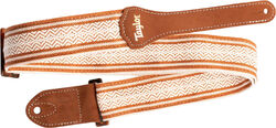 Gitaarriem Taylor Academy Jacquard Leather Guitar Strap 4003-20 - White/Brown