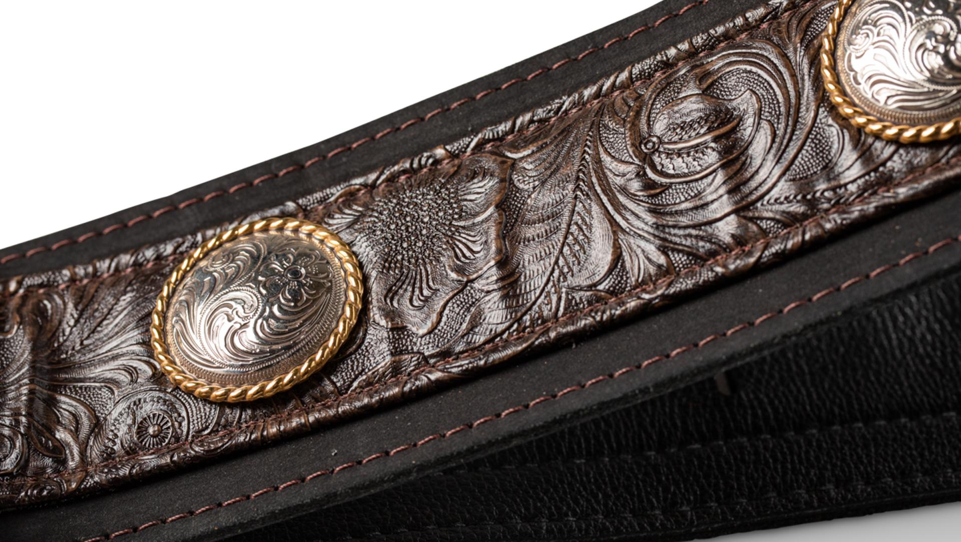 Taylor Grand Pacific Nickel Concho Leather Guitar Strap 3-inc Brown 4121-30 Cuir - Gitaarriem - Variation 1