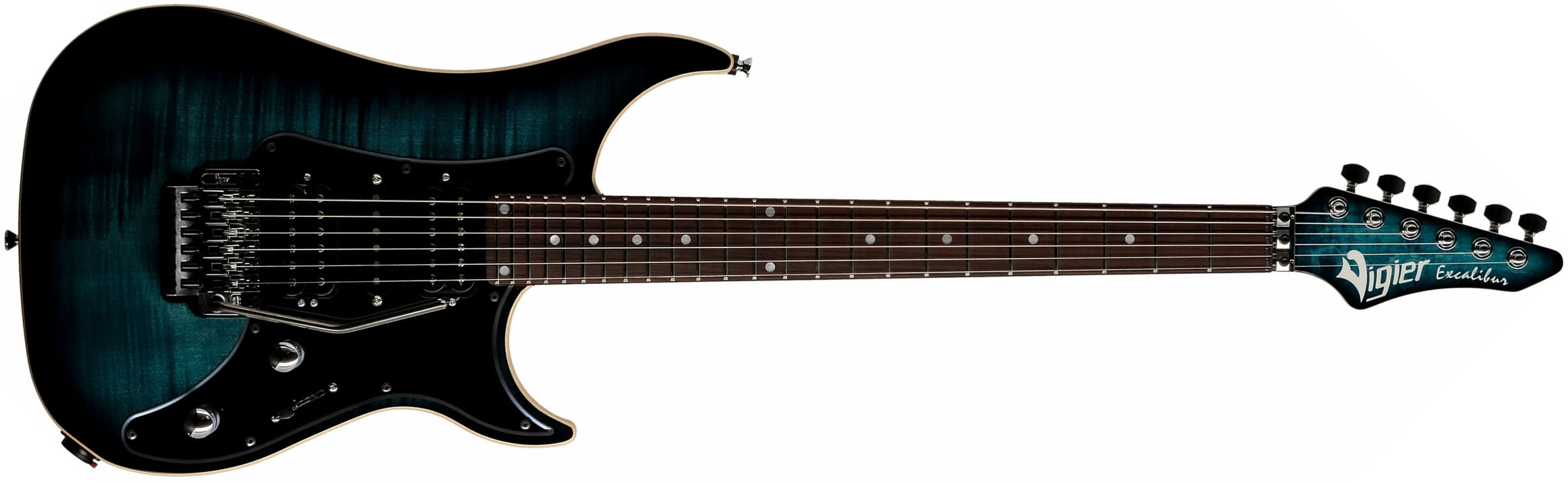 Vigier Excalibur Custom Hsh Fr Rw - Mysterious Blue - Elektrische gitaar in Str-vorm - Main picture