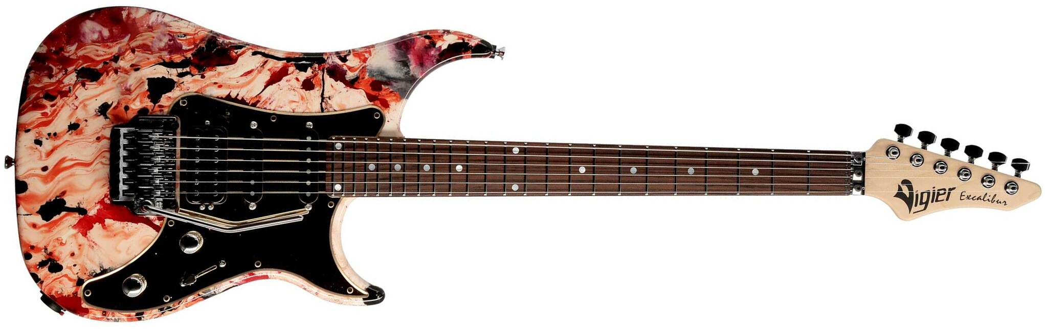 Vigier Excalibur Original Hss Fr Rw - Rock Art White/red/black - Elektrische gitaar in Str-vorm - Main picture