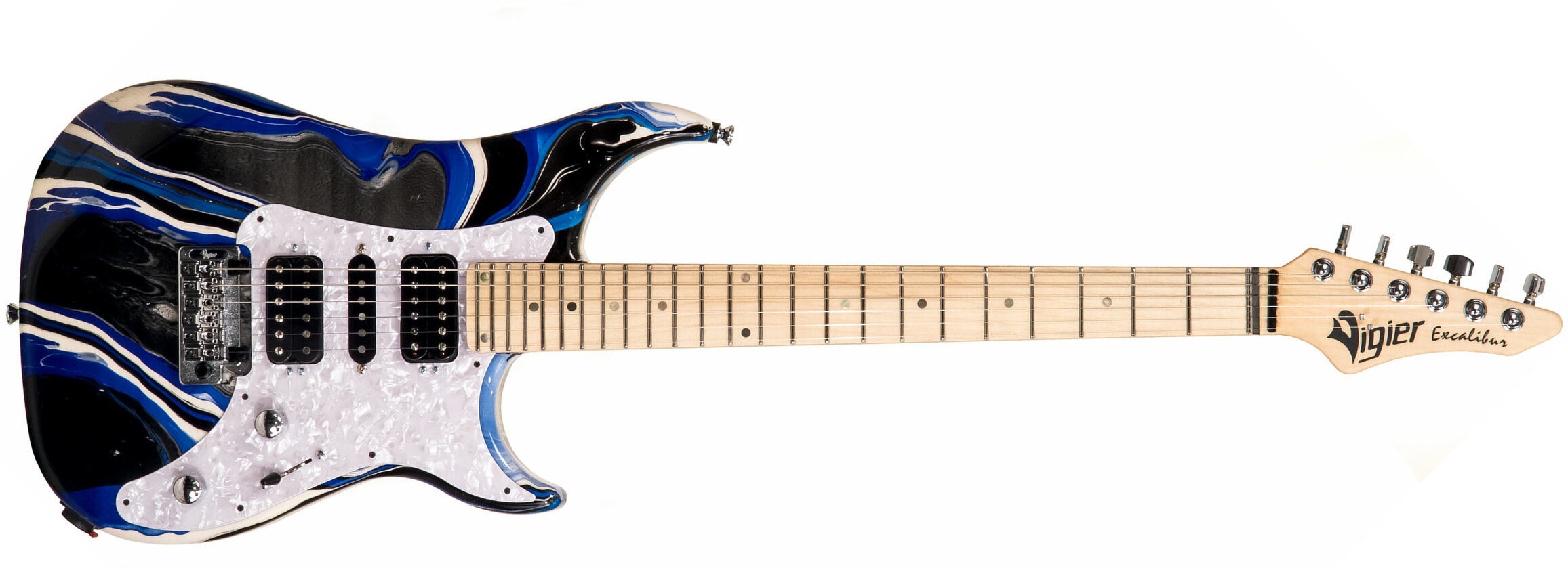 Vigier Excalibur Supraa Hsh Trem Mn - Rock Art Blue White Black - Guitarra eléctrica de doble corte. - Main picture