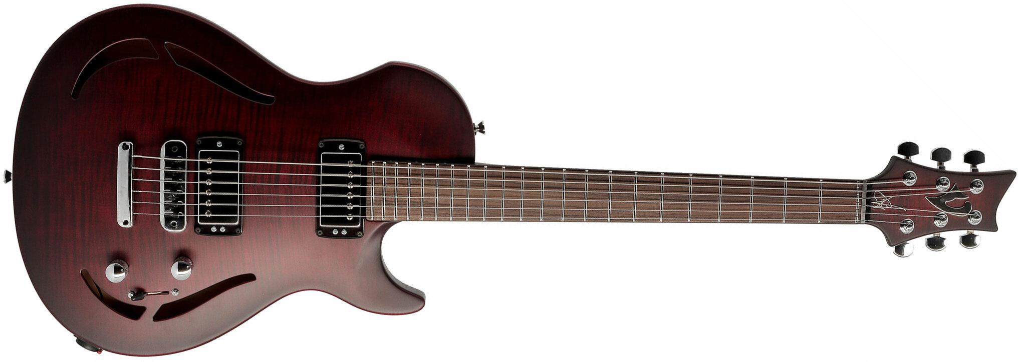 Vigier G.v. Wood Hollow 2h Ht Rw - Burgundy Fade Matte - Semi hollow elektriche gitaar - Main picture