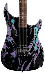 Kenmerkende elektrische gitaar Vigier                         Ron Thal BFoot Excalibur - Rock Art Black/Purple/Blue