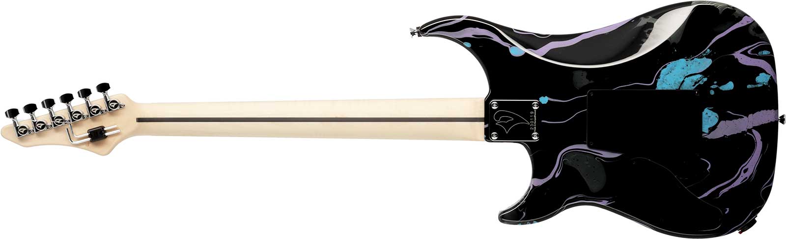Vigier Ron Thal Bfoot Excalibur Signature Hs Fr Rw - Rock Art Black/purple/blue - Kenmerkende elektrische gitaar - Variation 1
