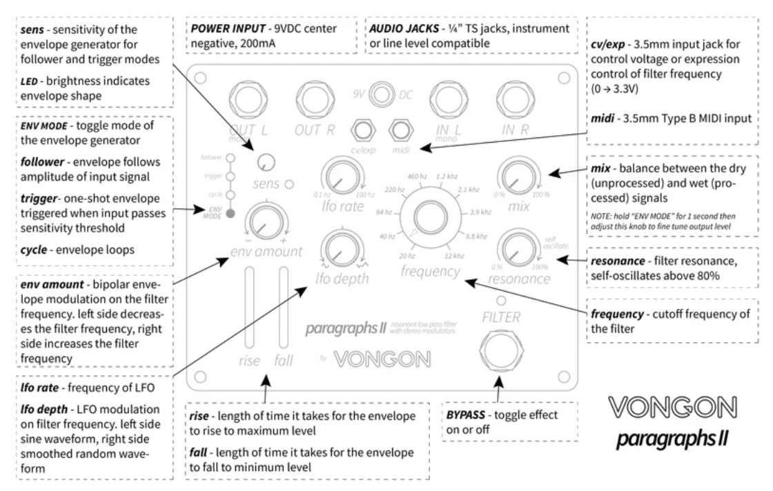 Vongon Paragraphs Ii Stereo Low Pass Filter - Wah/filter effectpedaal - Variation 2