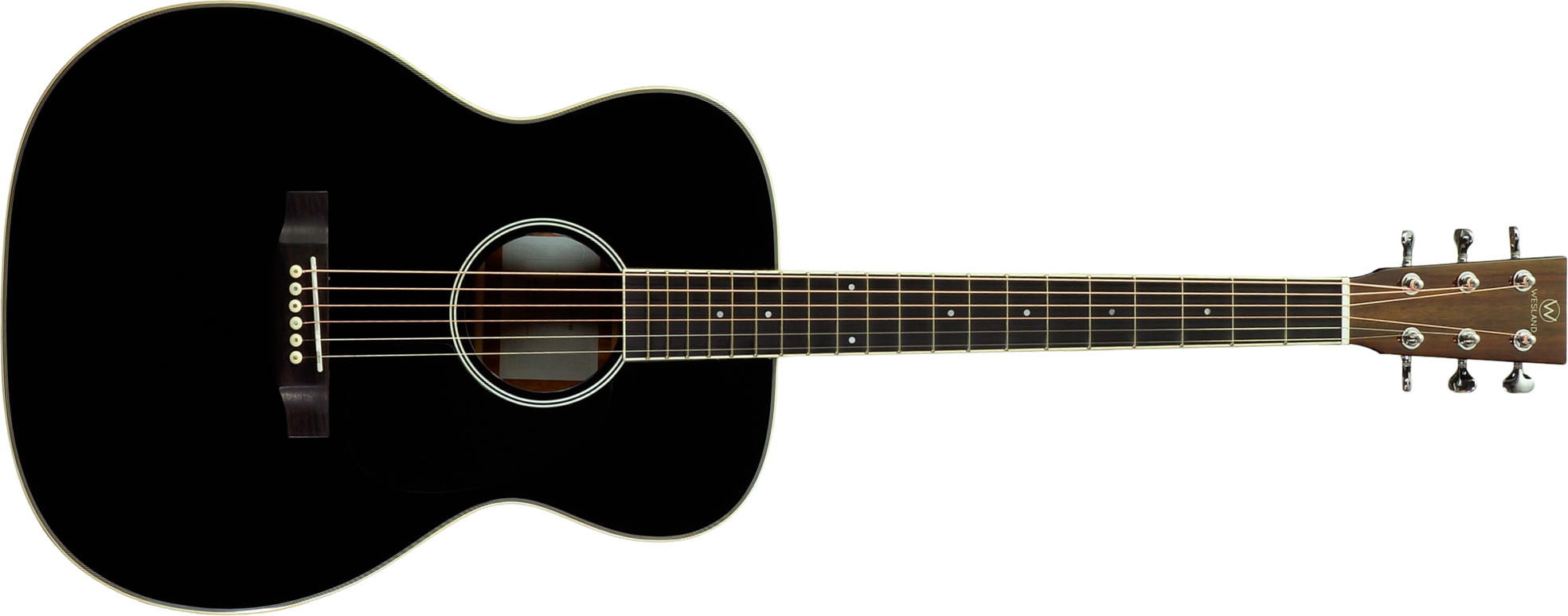 Wesland Om300-bk Om Epicea Acajou Rw - Black - Folk gitaar - Main picture