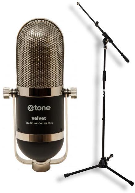 Microfoon set met statief X-tone Velvet + X-TONE xh 6001 Pied Micro Telescopique