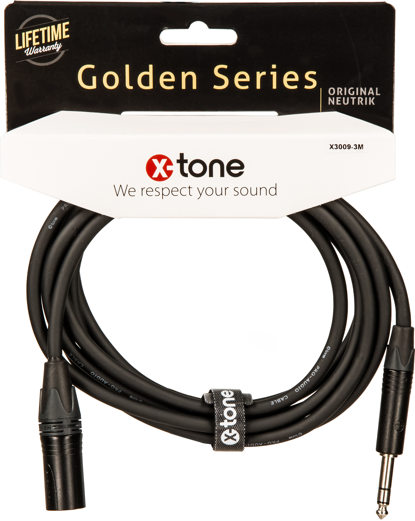 X-tone X3009-3m Cable Golden Series Neutrik Xlr(m) / Jack(m) 6,35 Trs - Kabel - Main picture