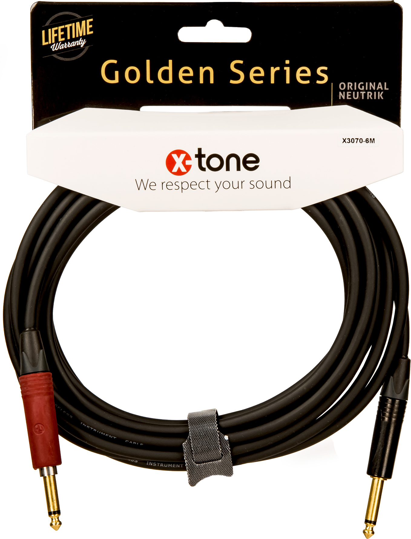 X-tone X3070-6m Instrument Cable Golden Neutrik Silent Droit/droit 6m - Kabel - Main picture