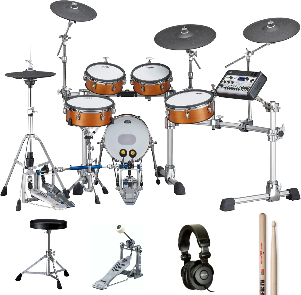 Yamaha Dtx10k-m Real Wood Bundle Complet - X-hp1 + Ds550u + Fp2710a + Vic5a - Drum Promo Set - Main picture