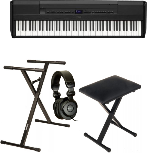 Yamaha P-525b Noir  + Casque + Banquette Pliable  + Stand - Noir - Toetsenbord set - Main picture