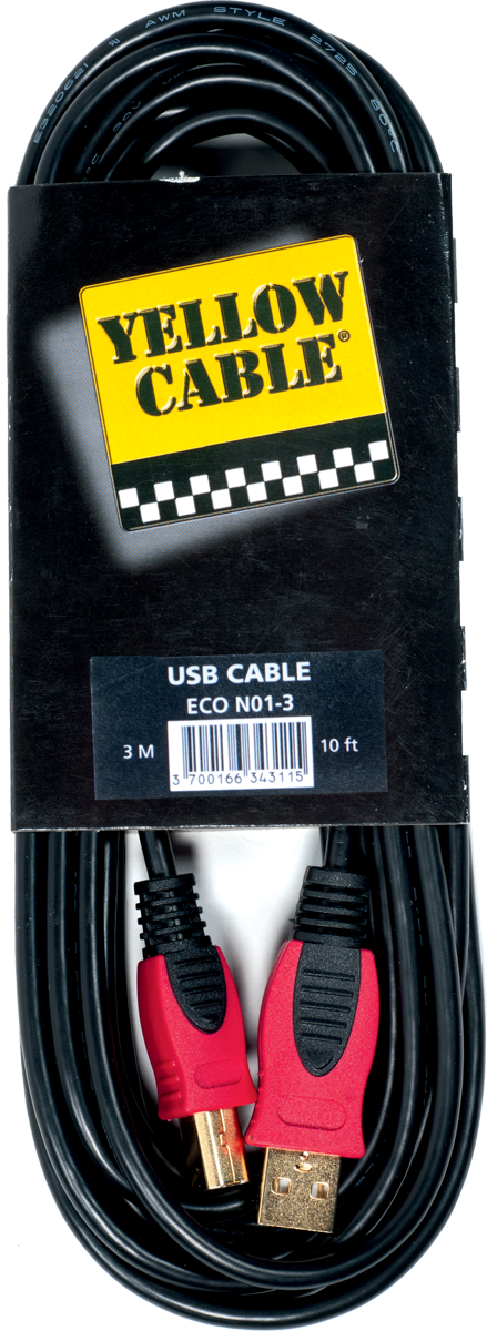 Yellow Cable Usb A Male Vers B Male 3m - - Kabel - Main picture